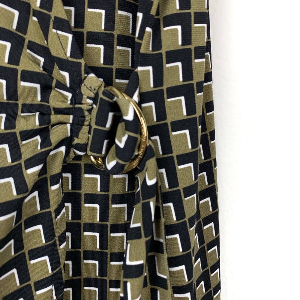 Michael Kors Olive and Black Wrap Buckle Top - Picture 4 of 4